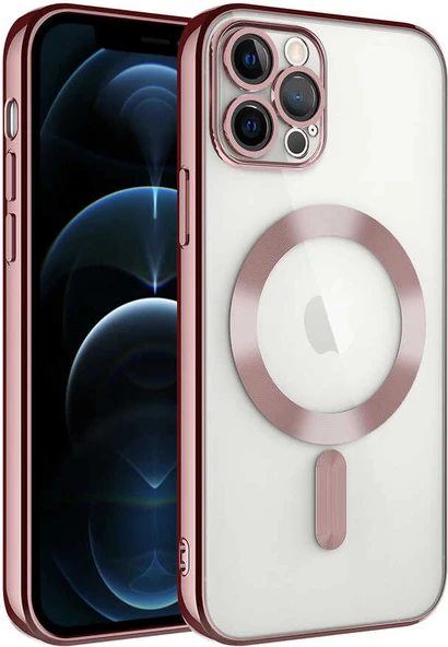 Apple iPhone 11 Pro Max Kılıf Kamera Korumalı Magsafe Wireless Şarj Özellikli Mnc Demre Kapak-Rose Gold ürün görseli 1