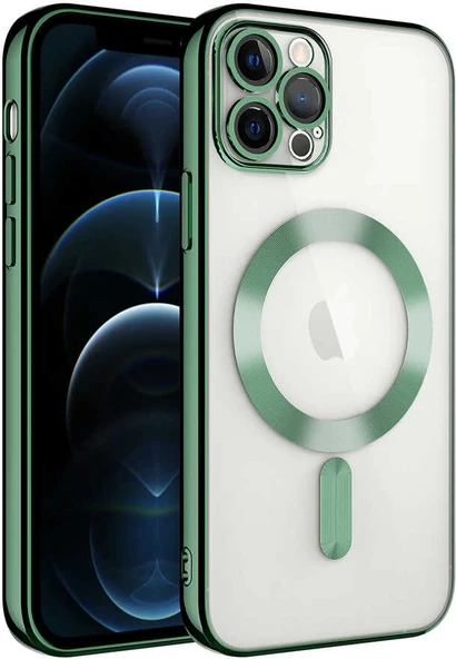 Apple iPhone 11 Pro Max Kılıf Kamera Korumalı Magsafe Wireless Şarj Özellikli Mnc Demre Kapak-Koyu Yeşil ürün görseli 1