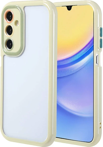 Galaxy A15 Kılıf Kamera Korumalı Renkli Kenar ve Çerçeve Tasarımlı Mnc Vitamin Kapak-Yeşil ürün görseli 1