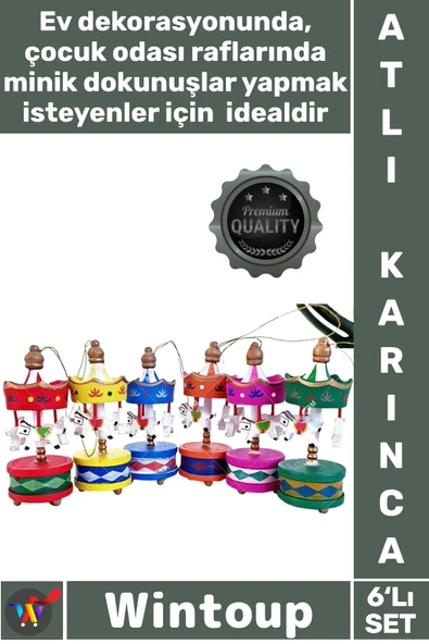 #AtlıKarınca Hediyelik Dekoratif Süsleme Bebek Şekeri Mevlüt Obje Şık 6'lı Renkli Ufak Atlı Karınca ürün görseli 1