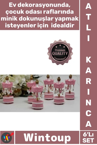 #AtlıKarınca Hediyelik Dekoratif Bebek Şekeri Mevlüt Obje Şık 6'lı Açık Pembe Ufak Atlı Karınca ürün görseli 1