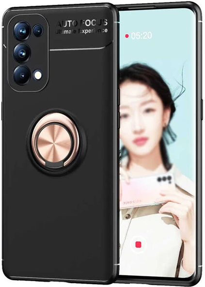 Oppo Reno 5 Pro 5g Kılıf Mnc Ravel Silikon Kapak-Siyah-Rose Gold ürün görseli 1