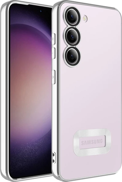 Galaxy S23 Plus Kılıf Kamera Korumalı Logo Gösteren Mnc Omega Kapak-Gümüş ürün görseli 1
