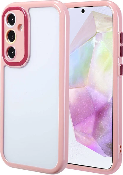 Galaxy A35 Kılıf Kamera Korumalı Renkli Kenar ve Çerçeve Tasarımlı Mnc Vitamin Kapak-Mürdüm ürün görseli 1