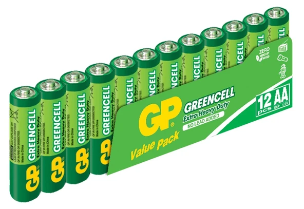 GP Greencel R6 AA Boy Çinko Kalem Pil 12'li Paket GP15G-VS12 ürün görseli 1