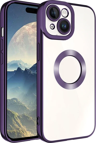 Apple iPhone 15 Kılıf Kamera Korumalı Logo Gösteren Mnc Omega Kapak-Derin Mor ürün görseli 1