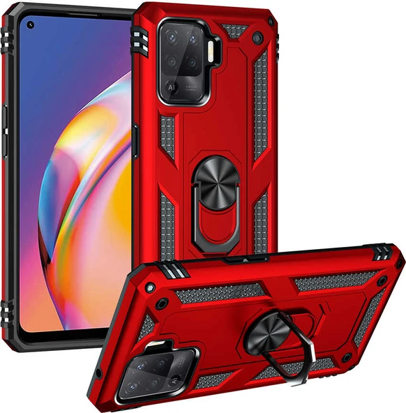 Oppo Reno 5 Lite Kılıf Mnc Vega Kapak-Kırmızı ürün görseli 1