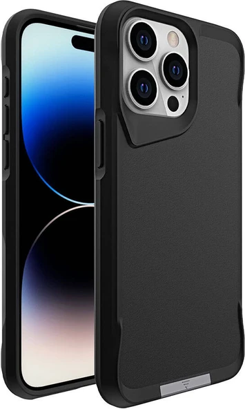 Apple iPhone 15 Pro Max Kılıf Mnc Airbag Kenarlı T-Max Mat Standlı Kapak-Siyah ürün görseli 1