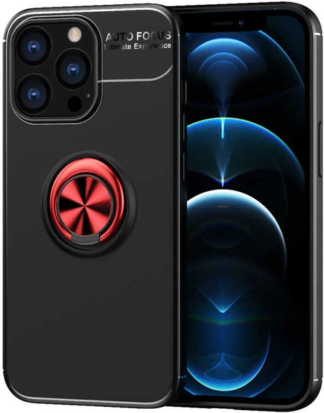 iPhone 13 Pro Kılıf Mnc Ravel Silikon Kapak-Siyah-Kırmızı ürün görseli 1