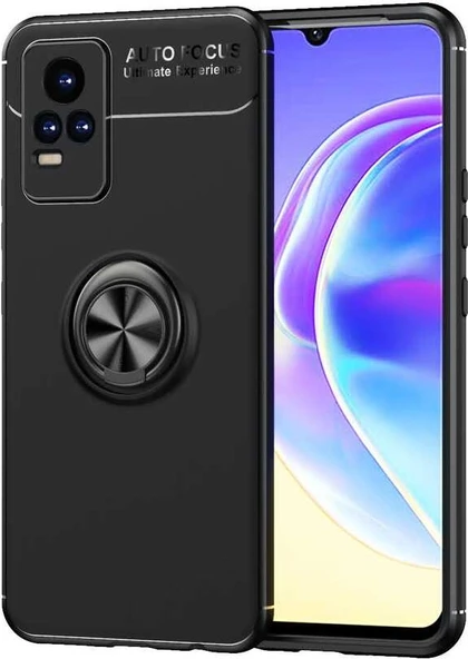 Vivo V21E Kılıf Mnc Ravel Silikon Kapak-Siyah ürün görseli 1