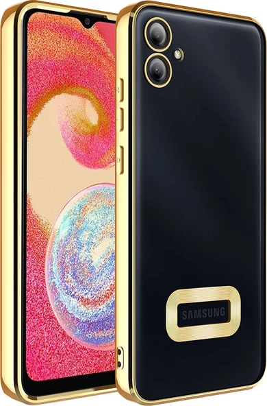 Galaxy A04E Kılıf Kamera Korumalı Logo Gösteren Mnc Omega Kapak-Gold ürün görseli 1