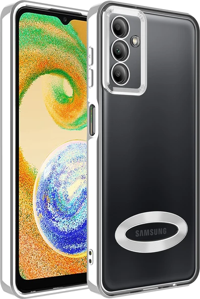 Galaxy A04S Kılıf Kamera Korumalı Logo Gösteren Mnc Omega Kapak-Gümüş ürün görseli 1