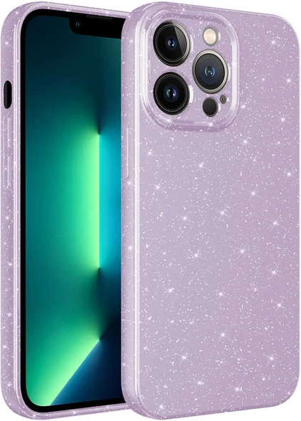 Apple iPhone 12 Pro Kılıf Kamera Korumalı Simli Lüks Mnc Koton Kapak-Lila ürün görseli 1