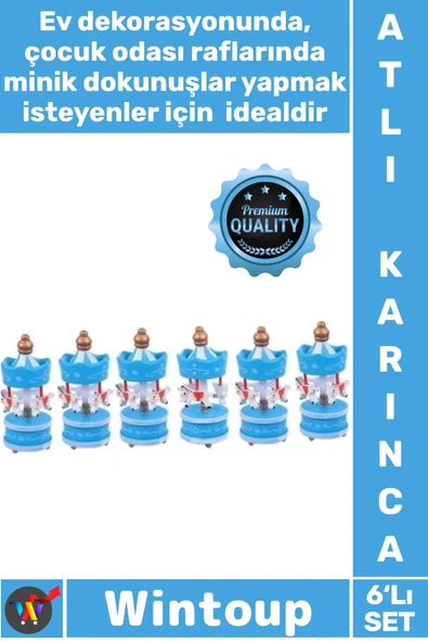 #AtlıKarınca Hediyelik Dekoratif Süsleme Bebek Şekeri Mevlüt Obje Şık 6'lı Mavi Ufak Atlı Karınca ürün görseli 1