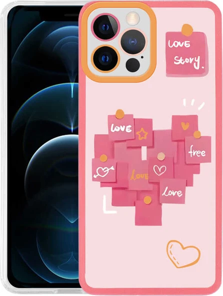 iPhone 13 Pro Kılıf Mnc M-Fit Desenli Kapak-Love Story No2 ürün görseli 1