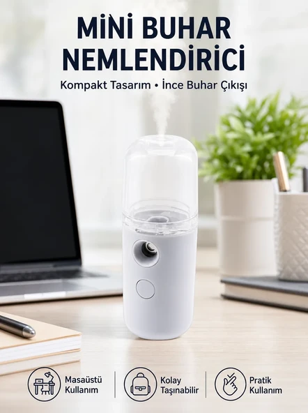 Mini Şarjlı Buhar Nemlendirici – Taşınabilir, Enerji Tasarruflu, Kablosuz Kullanım Yeni Nesil ürün görseli 1