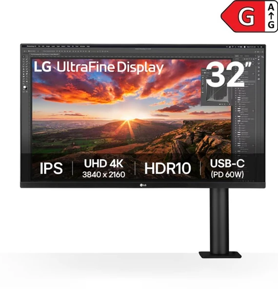 LG 31.5'' 32UN880K-B 4K Ergonomik Stand IPS ürün görseli 1