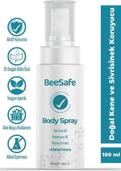 Beesafe Vegan & 12 Kene ve Sivrisinek Koruyucu Sprey 100 ml Alkol İçermeyen Doğal Bitki Özleriyle ürün görseli 1