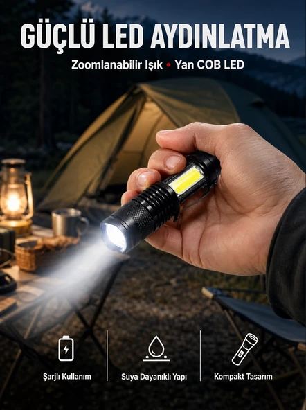 Mini Boy Led El Feneri - 2000 Lümen, Su Geçirmez Tasarım Yeni Nesil ürün görseli 1
