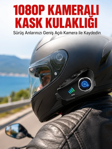 Q28 Bluetooth Kask Kulaklık 1080p Kamera - Su Geçirmez Motosiklet Interkom Yeni Nesil ürün görseli 1