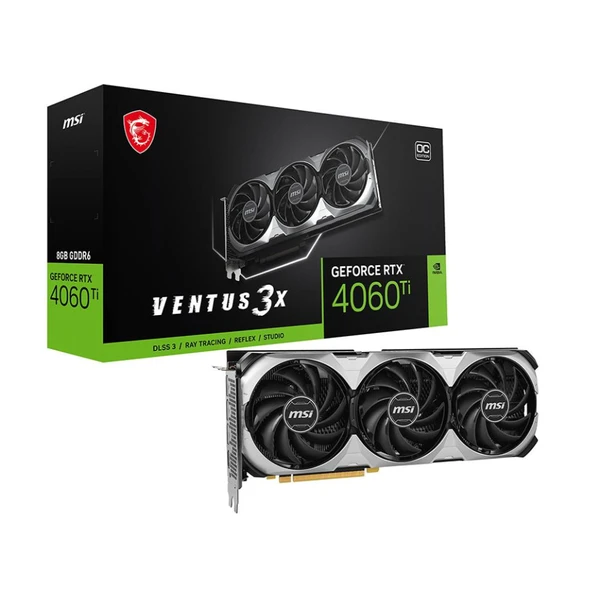 MSI RTX 4060 TI Ventus 3X E 8G OC 128 Bit GDDR6 8 GB Ekran Kartı ürün görseli 1