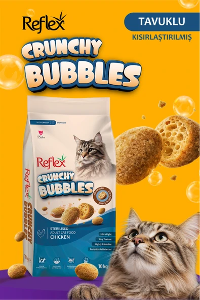 RFLX Crunchy Bubbles Kısırlaştırılmış Tavuklu Yetişkin Açık Kedi Maması 1 KG ürün görseli 1