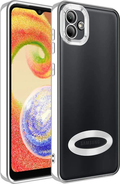 Galaxy A04 Kılıf Kamera Korumalı Logo Gösteren Mnc Omega Kapak-Gümüş ürün görseli 1