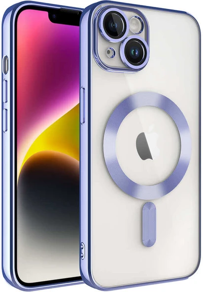 Apple iPhone 14 Plus Kılıf Kamera Korumalı Magsafe Wireless Şarj Özellikli Mnc Demre Kapak-Lila ürün görseli 1