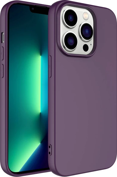 Apple iPhone 14 Pro Max Kılıf Mnc Kamera Korumalı Mara Laaakan Kapak-Koyu Mor ürün görseli 1