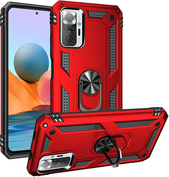 Xiaomi Redmi Note 10 Pro Kılıf Mnc Vega Kapak-Kırmızı ürün görseli 1