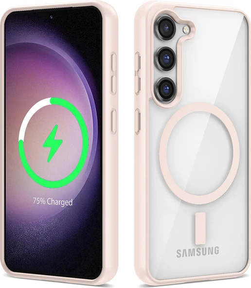 Galaxy S23 Plus Kılıf Magsafe Wireless Şarj Özellikli Silikon Mnc Ege Kapak-Pembe ürün görseli 1