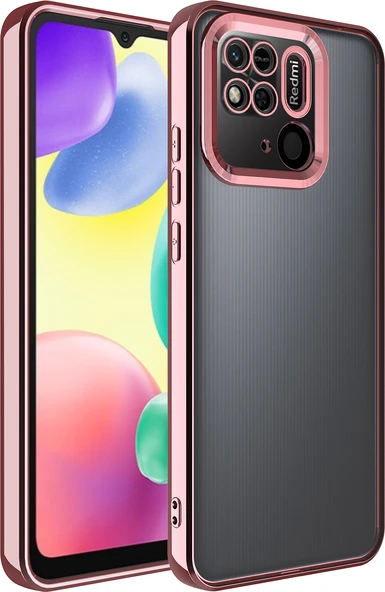 Xiaomi Redmi 10C Kılıf Kamera Korumalı Logo Gösteren Mnc Omega Kapak-Rose Gold ürün görseli 1