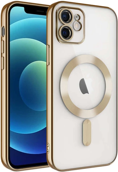 Apple iPhone 11 Kılıf Kamera Korumalı Magsafe Wireless Şarj Özellikli Mnc Demre Kapak-Gold ürün görseli 1