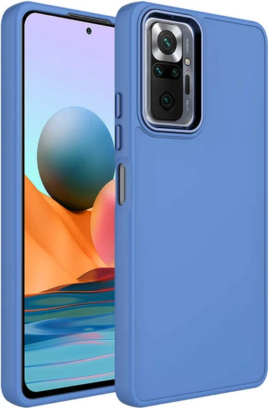 Xiaomi Redmi Note 10 Pro Kılıf Metal Çerçeve ve Buton Tasarımlı Silikon Mnc Luna Kapak-Lavendery Gray ürün görseli 1