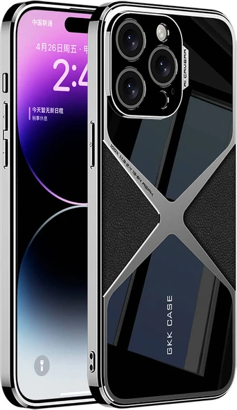 Apple iPhone 15 Pro Kılıf Ultra Ince Kamera Korumalı Pc + Deri Arka Yüzey Mnc X-Pro Kapak-Siyah ürün görseli 1