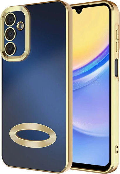 Galaxy A25 Kılıf Kamera Korumalı Logo Gösteren Mnc Omega Kapak-Gold ürün görseli 1