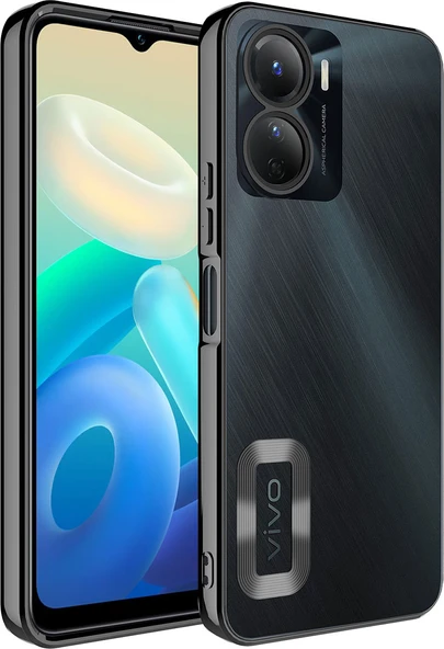 Vivo Y16 Kılıf Kamera Korumalı Logo Gösteren Mnc Omega Kapak-Siyah ürün görseli 1