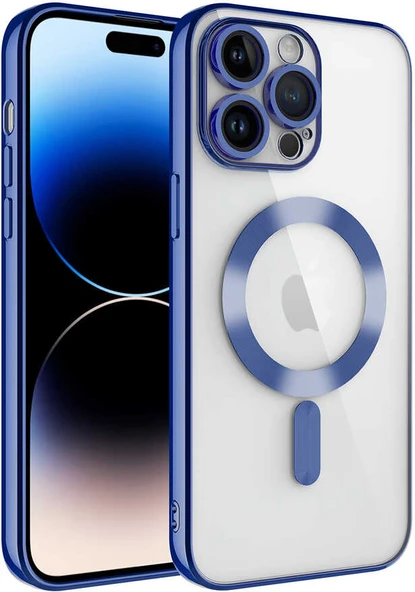 Apple iPhone 14 Pro Max Kılıf Kamera Korumalı Magsafe Wireless Şarj Özellikli Mnc Demre Kapak-Sierra Mavi ürün görseli 1