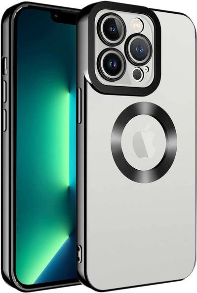 iPhone 12 Pro Kılıf Kamera Korumalı Logo Gösteren Mnc Omega Kapak-Siyah ürün görseli 1
