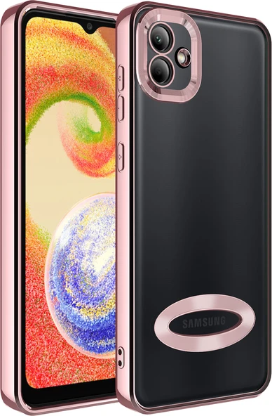 Galaxy A04 Kılıf Kamera Korumalı Logo Gösteren Mnc Omega Kapak-Rose Gold ürün görseli 1