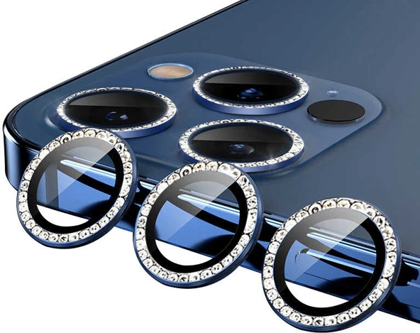iPhone 12 Pro Max Uyumlu Mnc Cl-06 Kamera Lens Koruyucu-Mavi ürün görseli 1