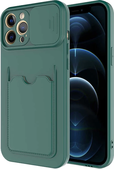 iPhone 12 Pro Kılıf ​mnc Kartix Kapak-Koyu Yeşil ürün görseli 1