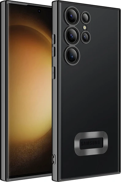 Galaxy S23 Ultra Kılıf Kamera Korumalı Logo Gösteren Mnc Omega Kapak-Siyah ürün görseli 1