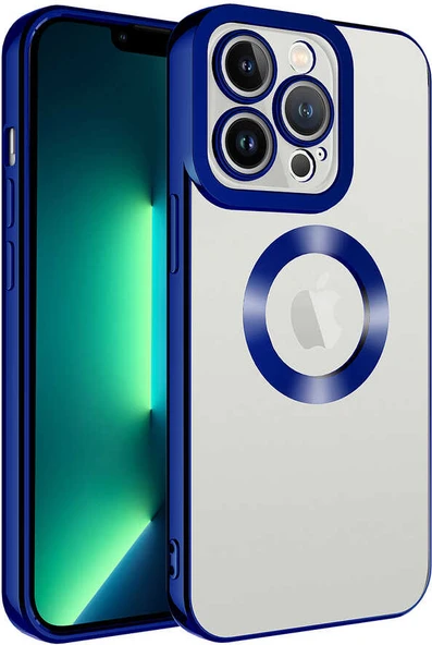 Apple iPhone 14 Pro Max Kılıf Kamera Korumalı Logo Gösteren Mnc Omega Kapak-Mavi ürün görseli 1
