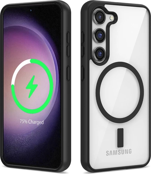Galaxy S23 Kılıf Magsafe Wireless Şarj Özellikli Silikon Mnc Ege Kapak-Siyah ürün görseli 1
