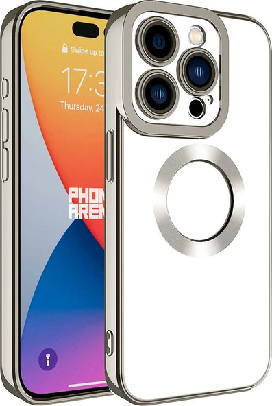 Apple iPhone 15 Pro Max Kılıf Kamera Korumalı Logo Gösteren Mnc Omega Kapak-Titanyum ürün görseli 1