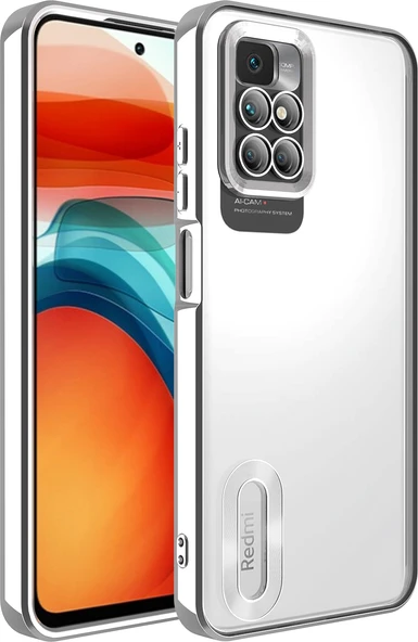 Xiaomi Redmi 10 Kılıf Kamera Korumalı Logo Gösteren Mnc Omega Kapak-Gümüş ürün görseli 1