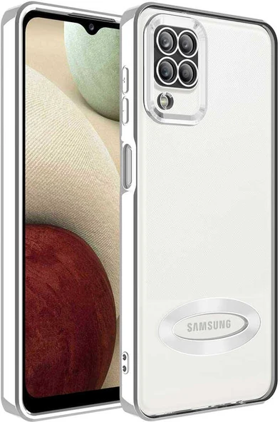 Galaxy A12 Kılıf Kamera Korumalı Logo Gösteren Mnc Omega Kapak-Gümüş ürün görseli 1