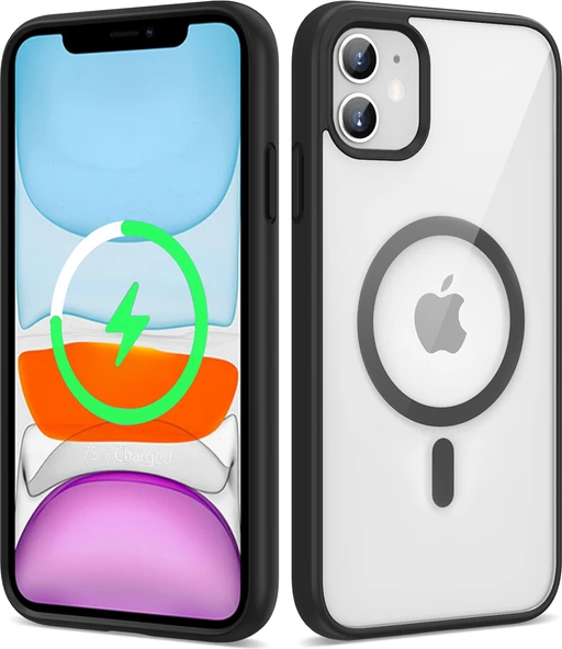 Apple iPhone 11 Kılıf Magsafe Wireless Şarj Özellikli Silikon Mnc Ege Kapak-Siyah ürün görseli 1