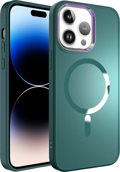 Apple iPhone 14 Pro Kılıf Magsafe Wireless Şarj Özellikli Mnc Stil Kapak-Koyu Yeşil ürün görseli 1